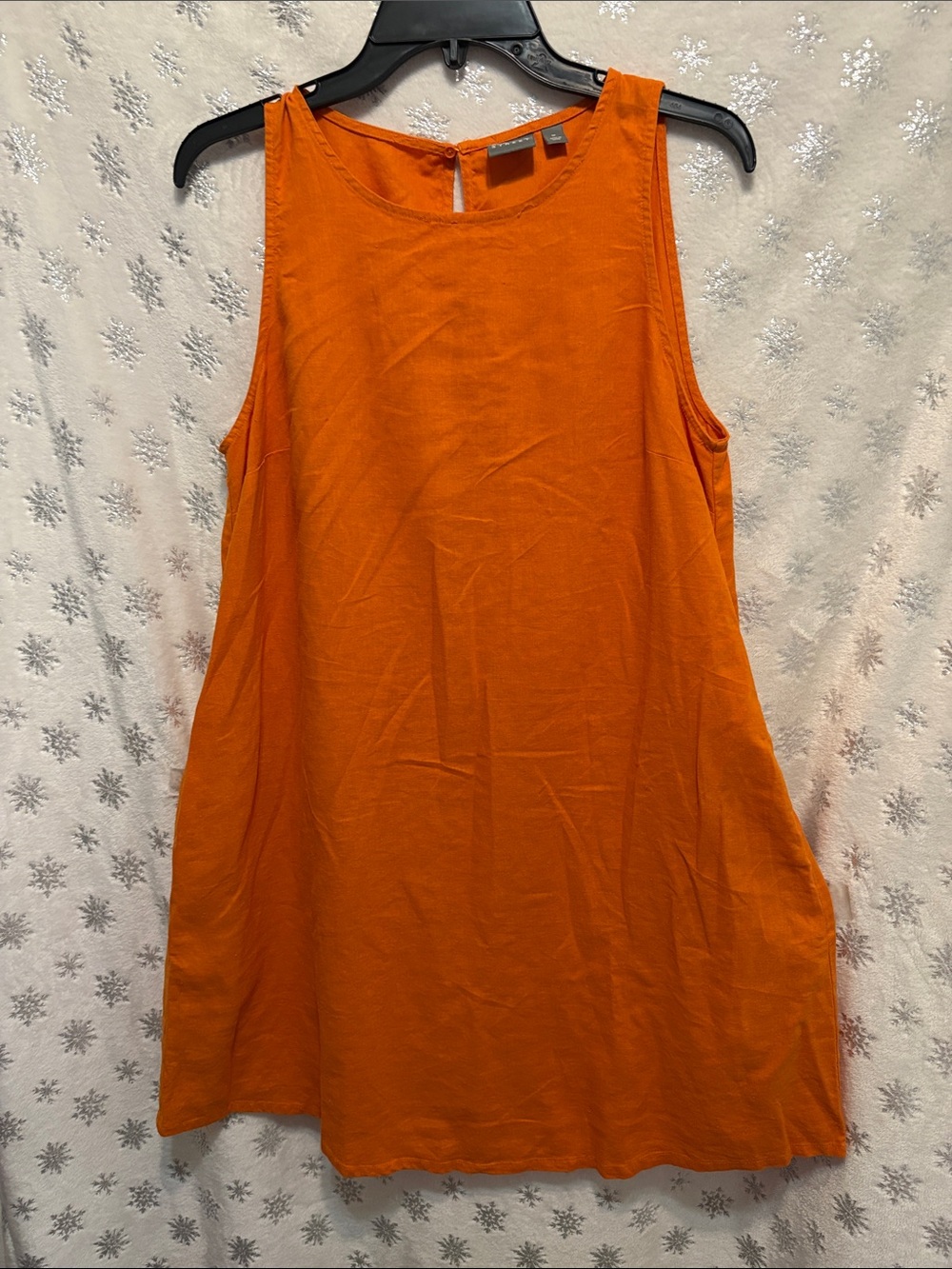 New York & Company Orange Sleeveless Midi Shift Dress